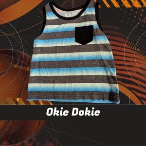 Okie Dokie Kids Tank Top - Blue and Black Stripes